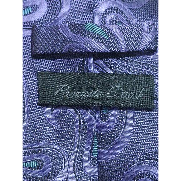 Private Stock Purple Paisley Imported Silk Men's Tie - Picture 5 of 6